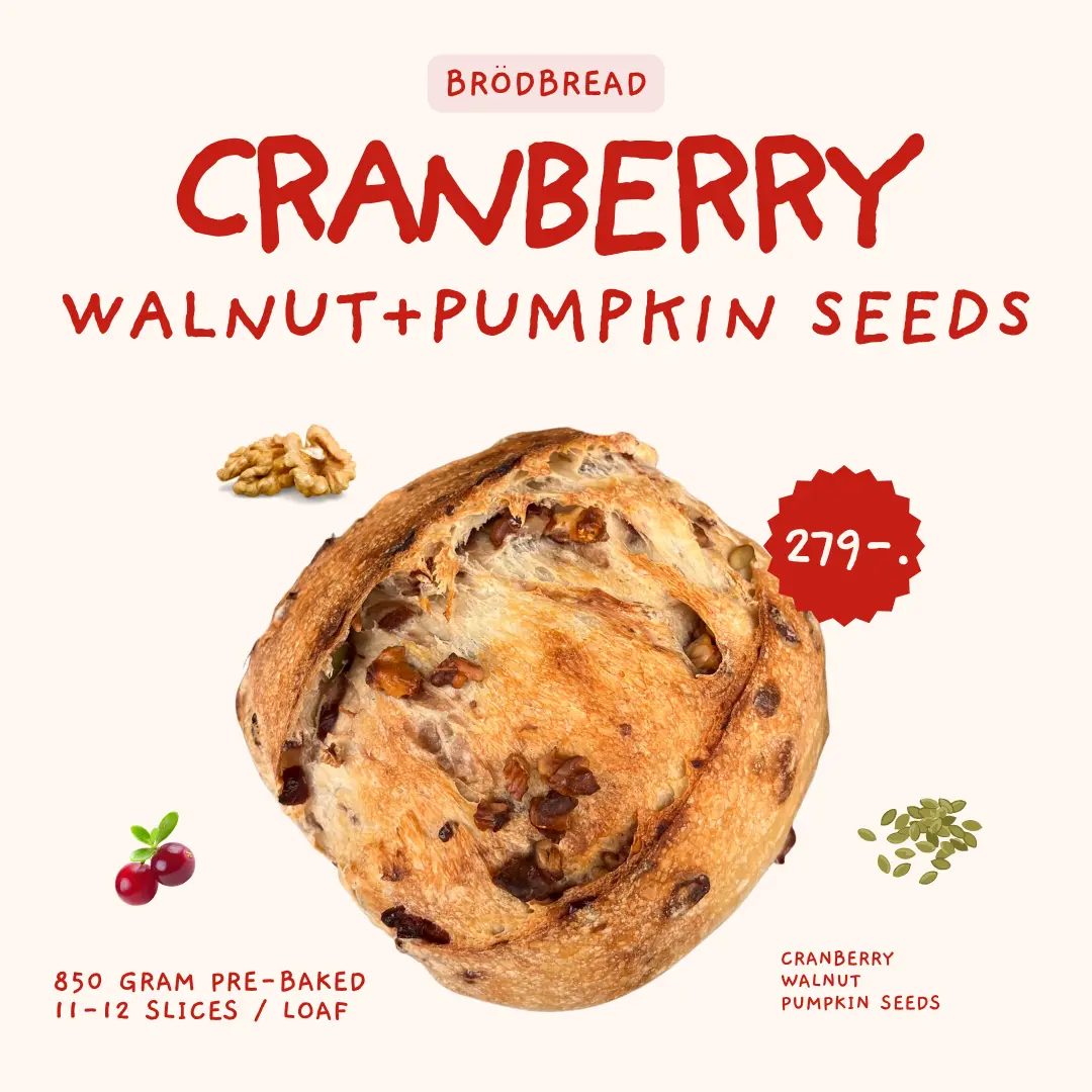 Brödbread Cranberry Walnut sourdough loaf with pumpkin seeds