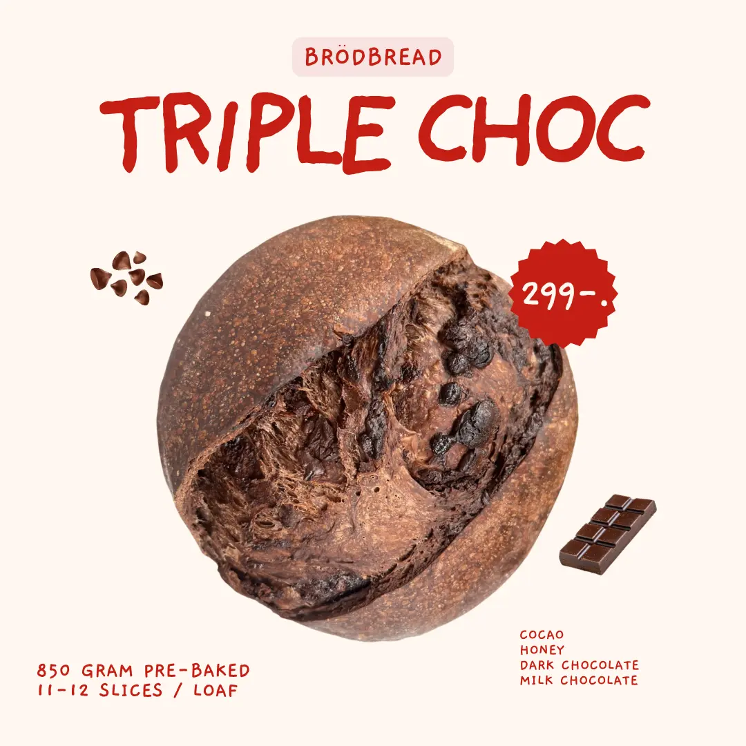 Brödbread Triple Choc sourdough loaf with dark and milk chocolate