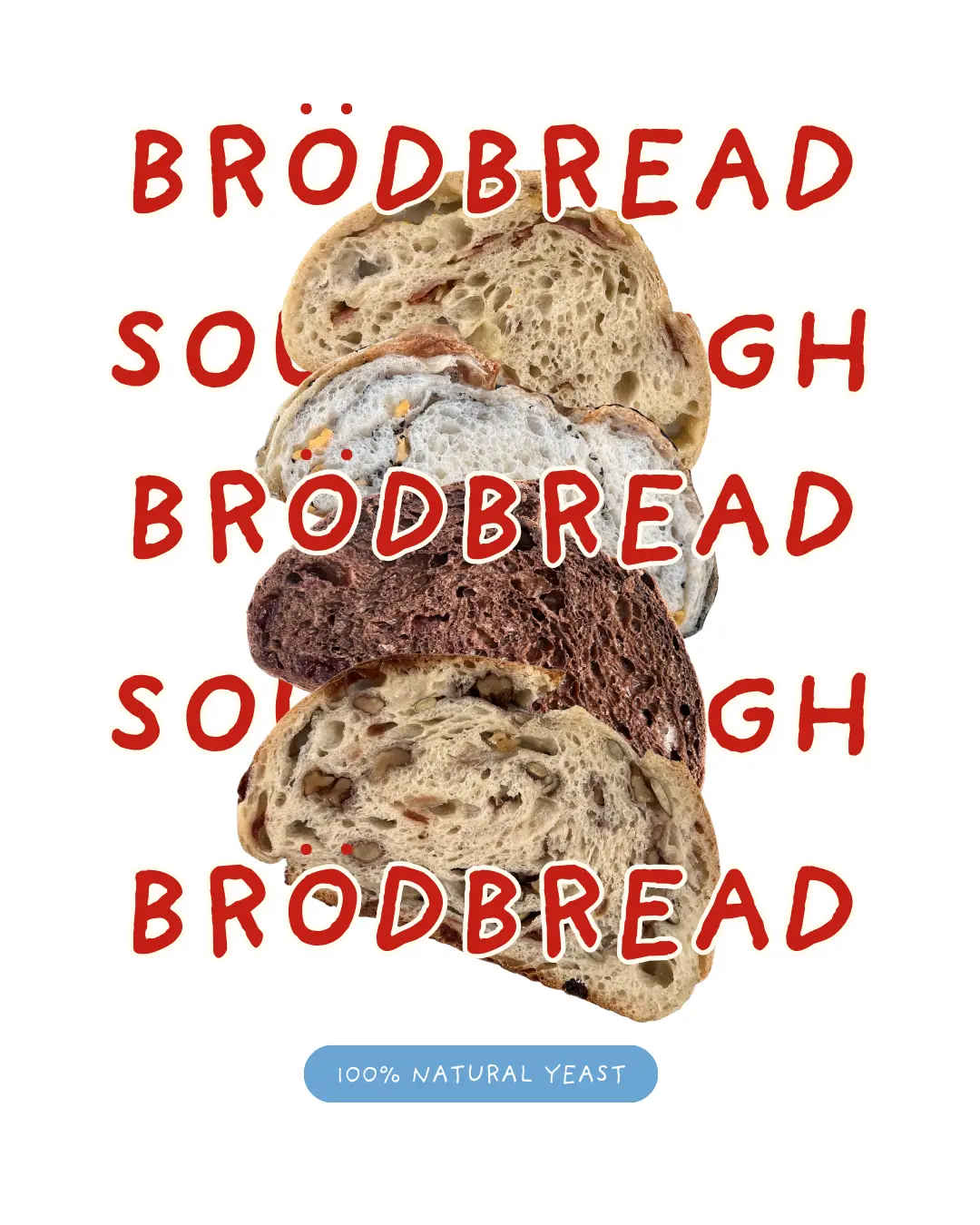 A freshly baked Brödbread sourdough loaf with a crackling crust and open crumb